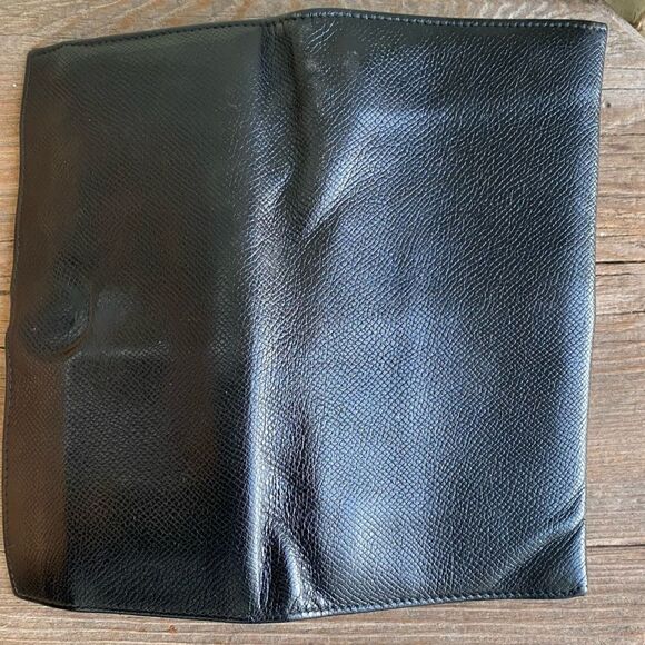 BVLGARI Black Leather Long Wallet with Teal Blue Interior and Silver Hardware. - Picture 3 of 15